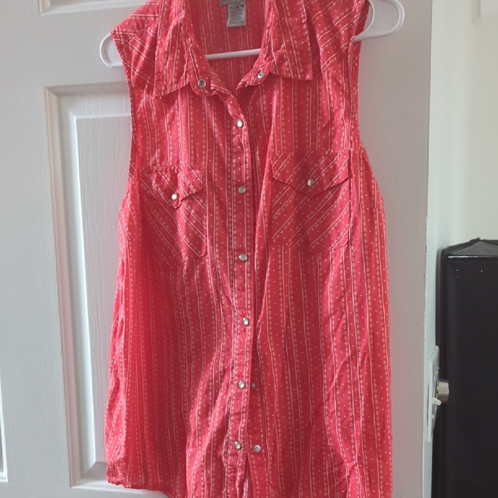 Wrangler Red Sleeveless Shirt